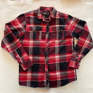 Oakley Flannel Shirt Mens Sz M Slim Fit  Plaid Long Sleeve Red Black White